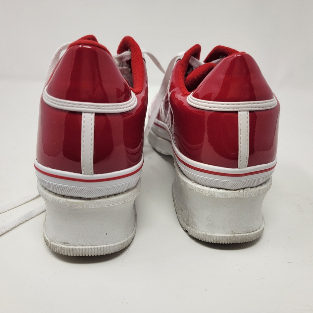 Skechers Heartbeats Loud Sneakers Women 9.5 Shiny Red White Y2K Chunky Heel - Picture 6 of 8